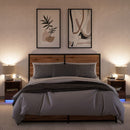 vidaXL 2 db barna tölgyszínű szerelt fa éjjeliszekrény LED-fényekkel