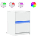 vidaXL 2 db fehér szerelt fa éjjeliszekrény LED-fényekkel