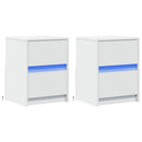 vidaXL 2 db fehér szerelt fa éjjeliszekrény LED-fényekkel