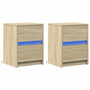 vidaXL 2 db sonoma tölgy színű szerelt fa éjjeliszekrény LED-fényekkel