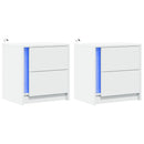 vidaXL 2 db fehér szerelt fa éjjeliszekrény LED-fényekkel