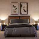 vidaXL 2 db fekete szerelt fa éjjeliszekrény LED-fényekkel