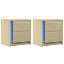 vidaXL 2 db sonoma tölgy színű szerelt fa éjjeliszekrény LED-fényekkel