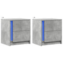 vidaXL 2 db betonszürke szerelt fa éjjeliszekrény LED-fényekkel