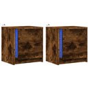 vidaXL 2 db füstös tölgy színű szerelt fa éjjeliszekrény LED-fényekkel