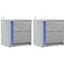 vidaXL 2 db szürke sonoma színű szerelt fa éjjeliszekrény LED-ekkel