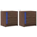 vidaXL 2 db barna tölgyszínű szerelt fa éjjeliszekrény LED-fényekkel