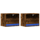 vidaXL 2 db sonoma tölgy színű fali éjjeliszekrény LED-világítással