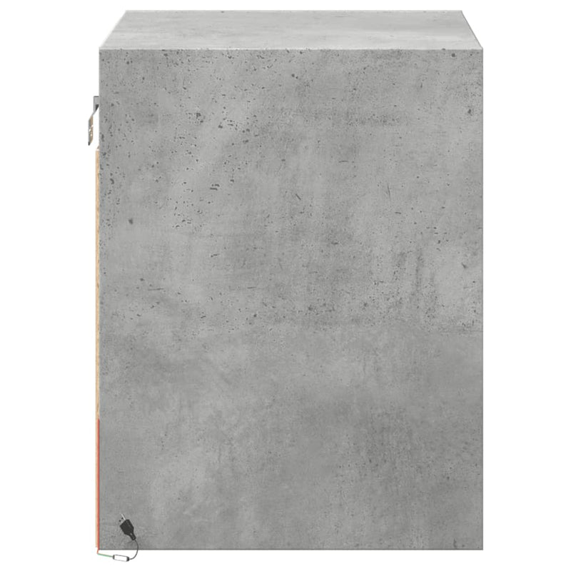 vidaXL 2 db betonszürke fali éjjeliszekrény LED-világítással
