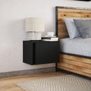 vidaXL fekete falra szerelhető éjjeliszekrény LED-világítással