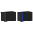 vidaXL 2 db fekete falra szerelhető éjjeliszekrény LED-világítással