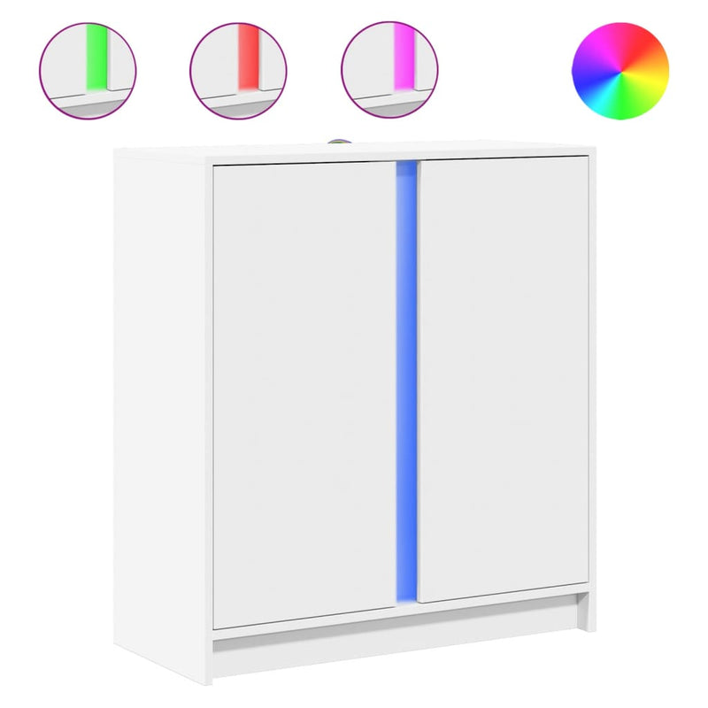 vidaXL fehér szerelt fa tálalószekrény LED-del 77 x 34 x 85 cm