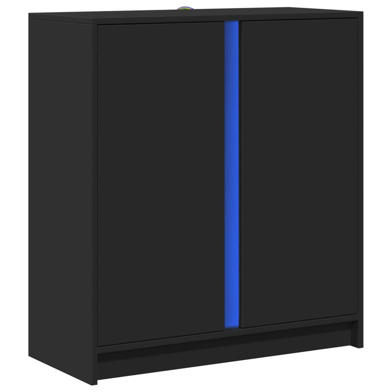 vidaXL fekete szerelt fa tálalószekrény LED-del 77 x 34 x 85 cm
