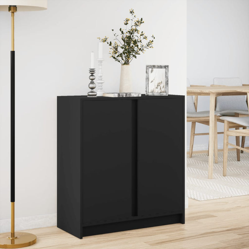 vidaXL fekete szerelt fa tálalószekrény LED-del 77 x 34 x 85 cm