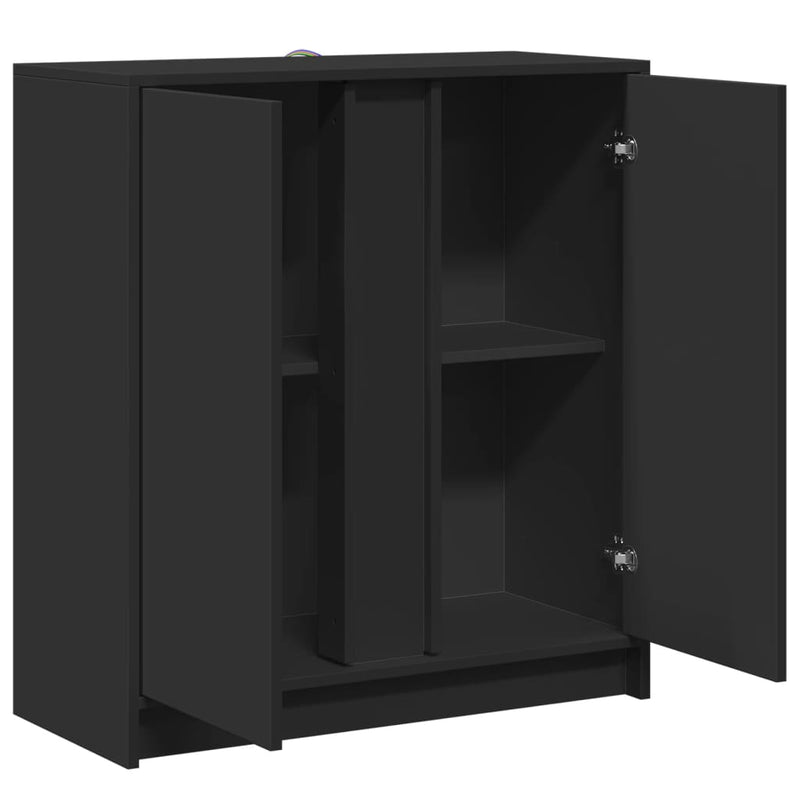 vidaXL fekete szerelt fa tálalószekrény LED-del 77 x 34 x 85 cm
