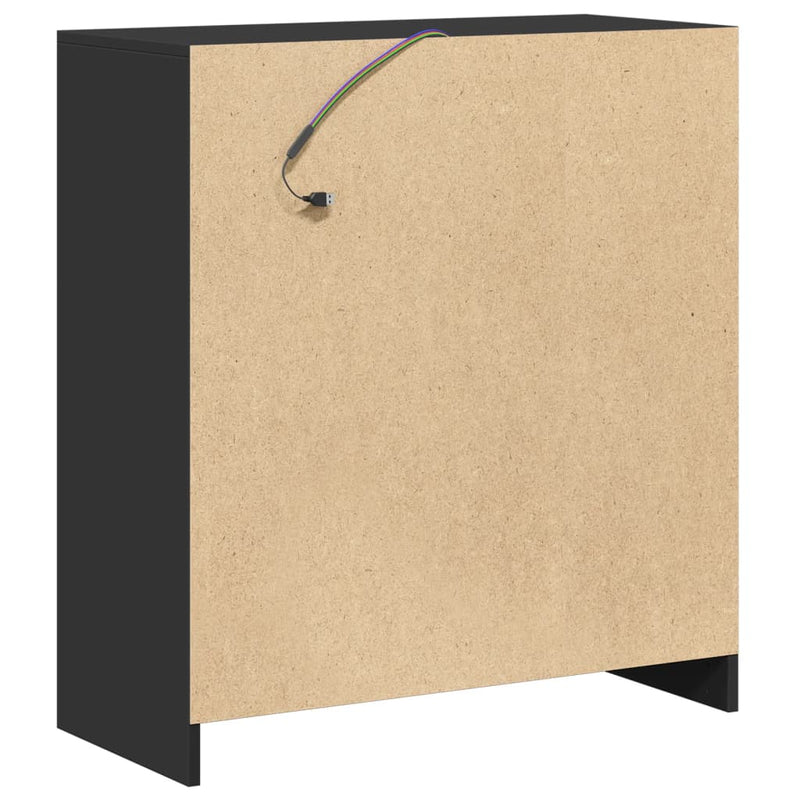 vidaXL fekete szerelt fa tálalószekrény LED-del 77 x 34 x 85 cm