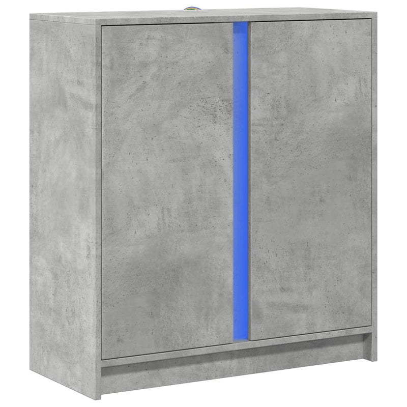 vidaXL betonszürke szerelt fa tálalószekrény LED-del 77 x 34 x 85 cm