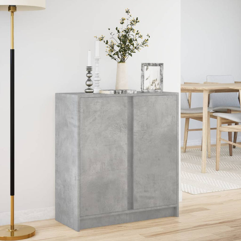 vidaXL betonszürke szerelt fa tálalószekrény LED-del 77 x 34 x 85 cm