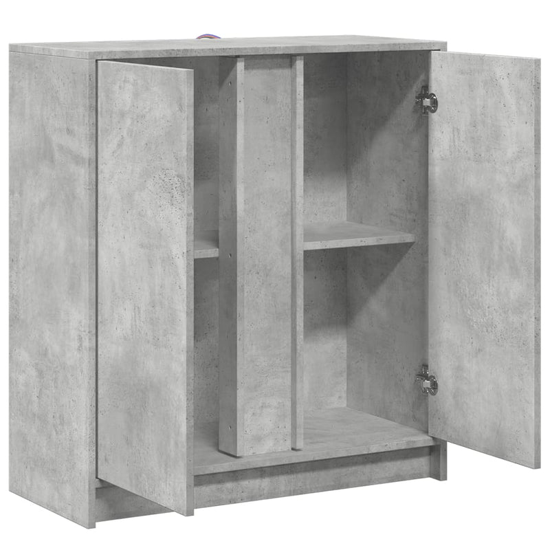vidaXL betonszürke szerelt fa tálalószekrény LED-del 77 x 34 x 85 cm