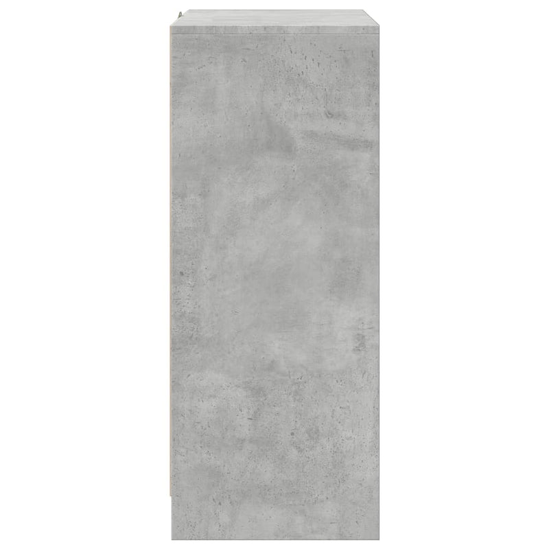 vidaXL betonszürke szerelt fa tálalószekrény LED-del 77 x 34 x 85 cm