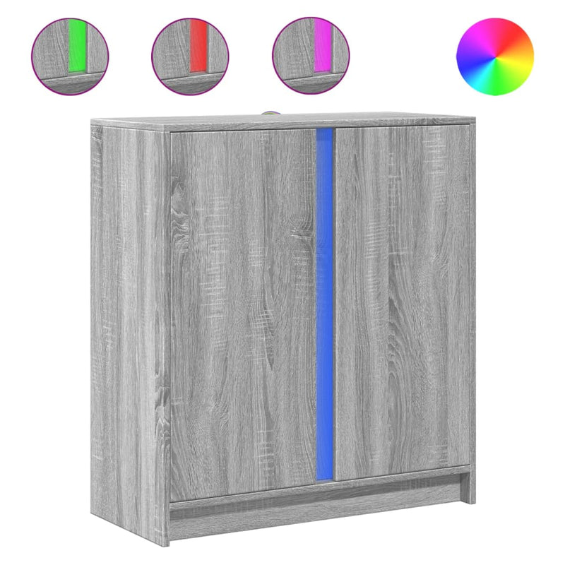 vidaXL szürke sonoma szerelt fa tálalószekrény LED-del 77 x 34 x 85 cm