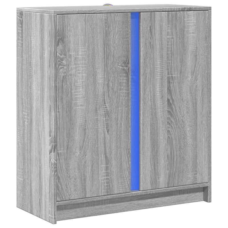 vidaXL szürke sonoma szerelt fa tálalószekrény LED-del 77 x 34 x 85 cm