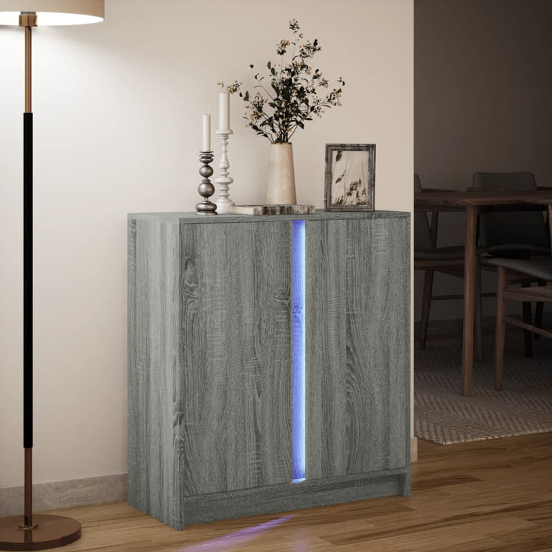 vidaXL szürke sonoma szerelt fa tálalószekrény LED-del 77 x 34 x 85 cm