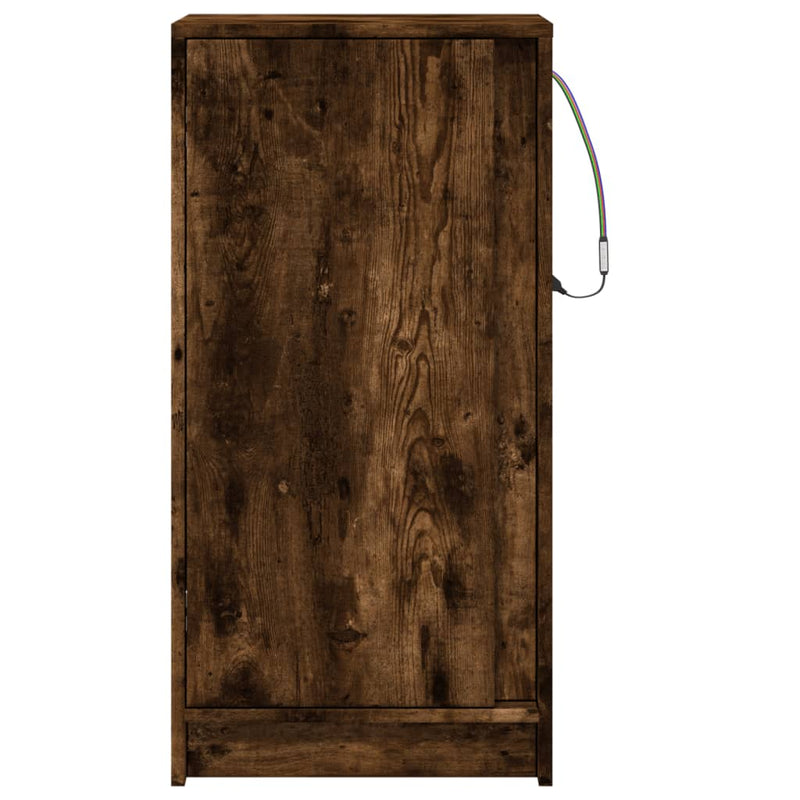 vidaXL füstös tölgy szerelt fa tálalószekrény LED-del 42,5x34x85 cm