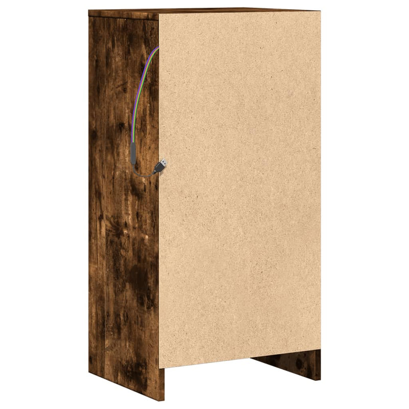 vidaXL füstös tölgy szerelt fa tálalószekrény LED-del 42,5x34x85 cm