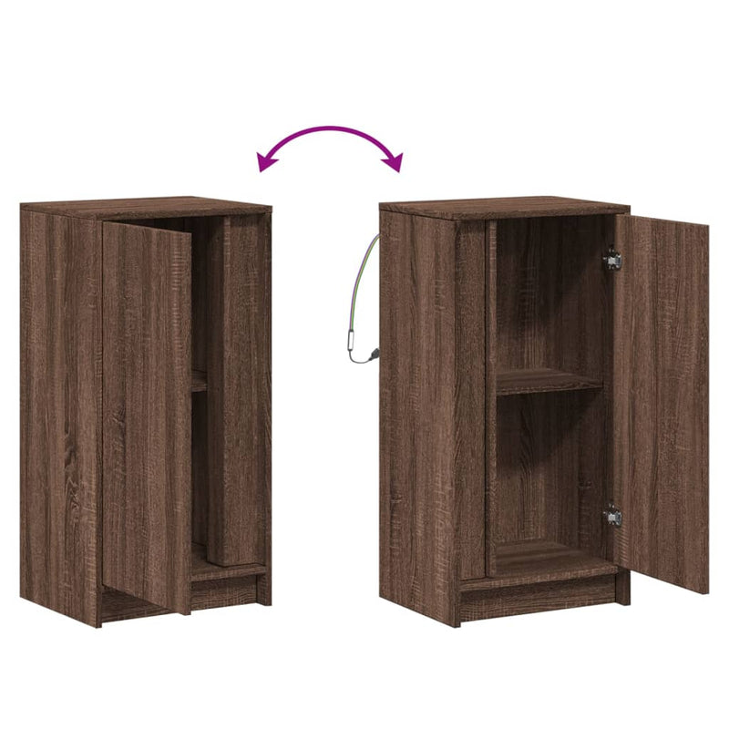 vidaXL barna tölgy szerelt fa LED-es tálalószekrény 42,5 x 34 x 85 cm