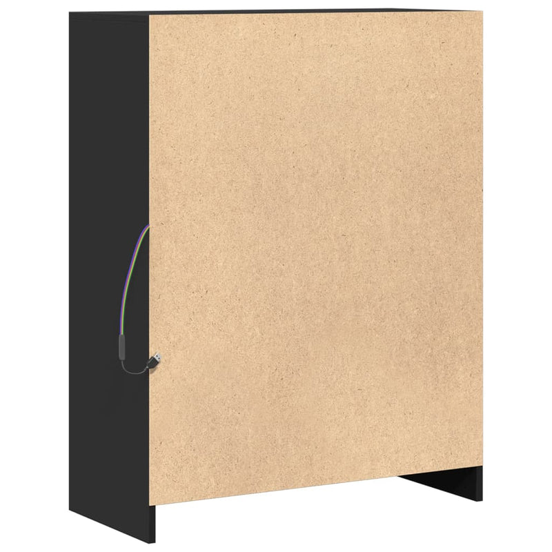 vidaXL fekete szerelt fa tálalószekrény LED-del 77 x 34 x 100 cm