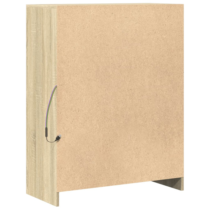 vidaXL sonoma tölgy szerelt fa tálalószekrény LED-del 77 x 34 x 100 cm