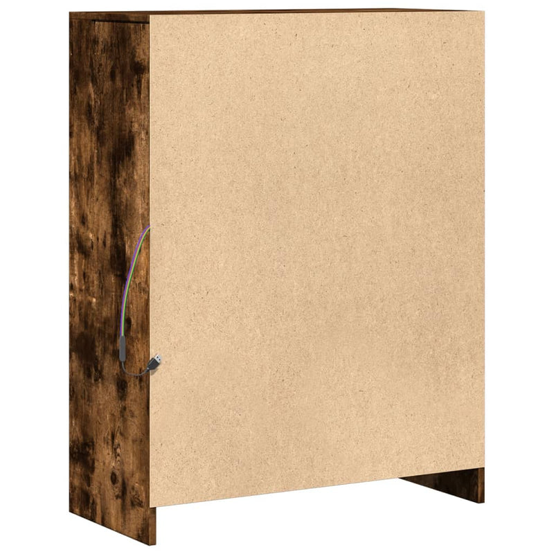 vidaXL füstös tölgy szerelt fa tálalószekrény LED-del 77 x 34 x 100 cm