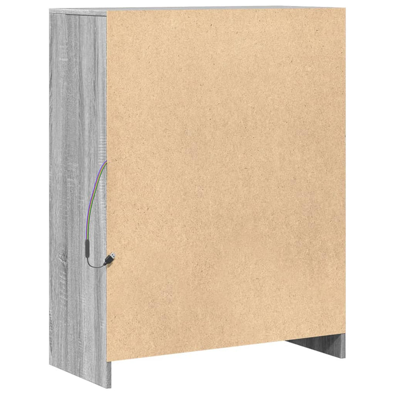 vidaXL szürke sonoma szerelt fa tálalószekrény LED-del 77x34x100 cm