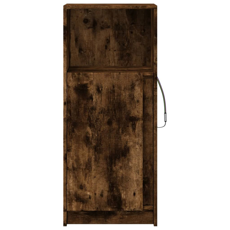 vidaXL füstös tölgy szerelt fa tálalószekrény LED-del 42,5x34x100 cm