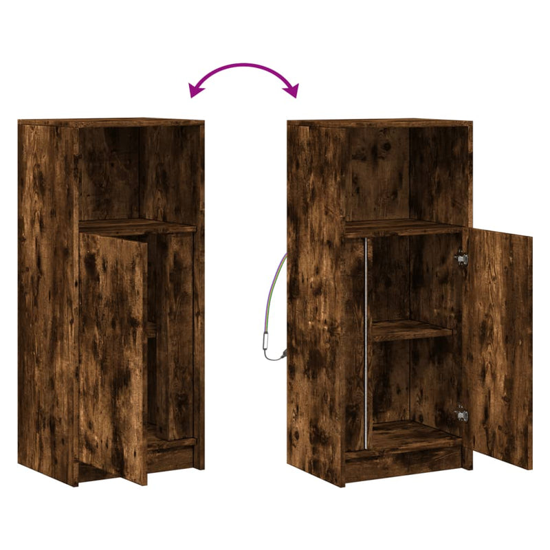 vidaXL füstös tölgy szerelt fa tálalószekrény LED-del 42,5x34x100 cm