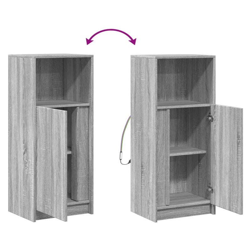 vidaXL szürke sonoma szerelt fa tálalószekrény LED-del 42,5x34x100 cm