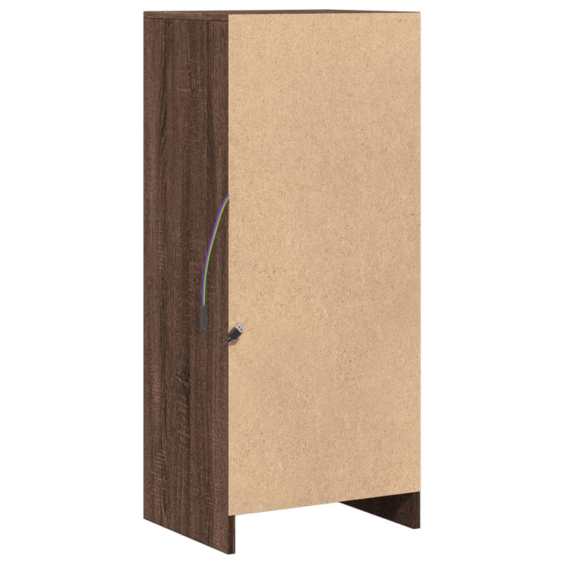 vidaXL barna tölgy szerelt fa tálalószekrény LED-del 42,5x34x100 cm