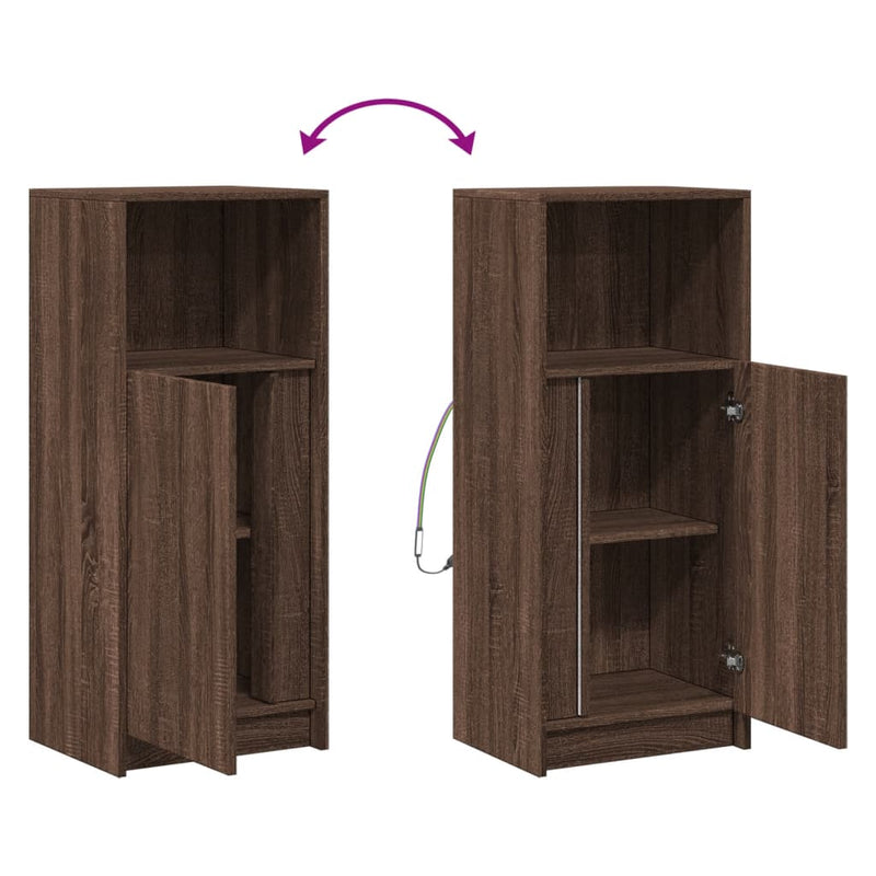 vidaXL barna tölgy szerelt fa tálalószekrény LED-del 42,5x34x100 cm