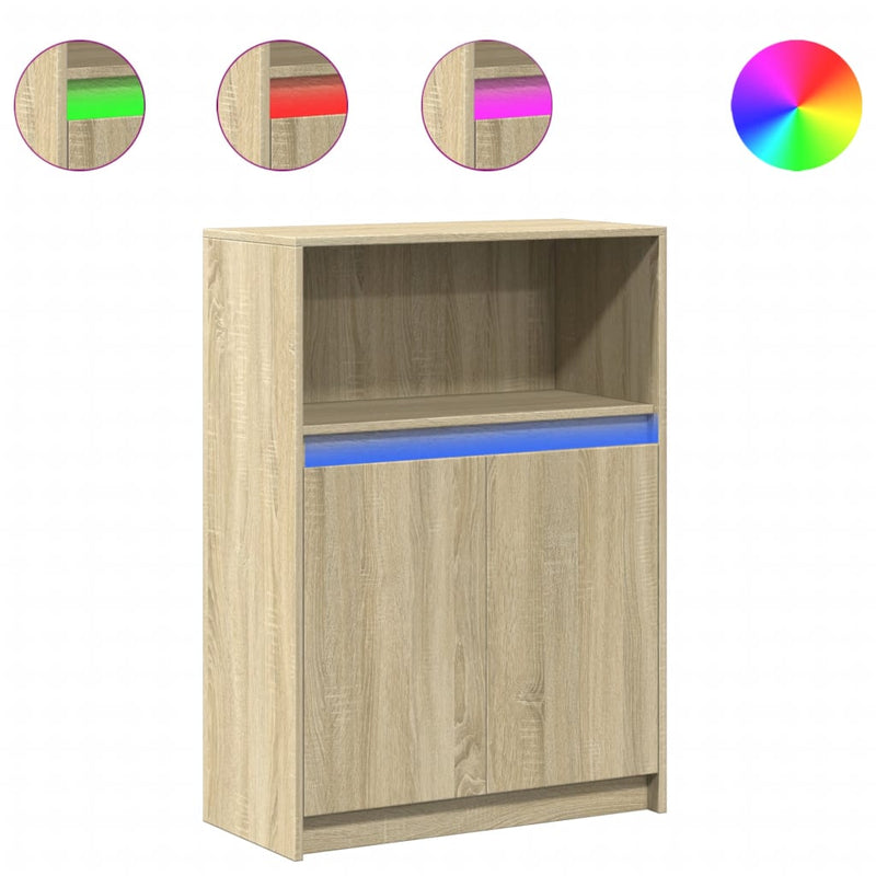 vidaXL sonoma tölgy szerelt fa tálalószekrény LED-del 72 x 34 x 100 cm