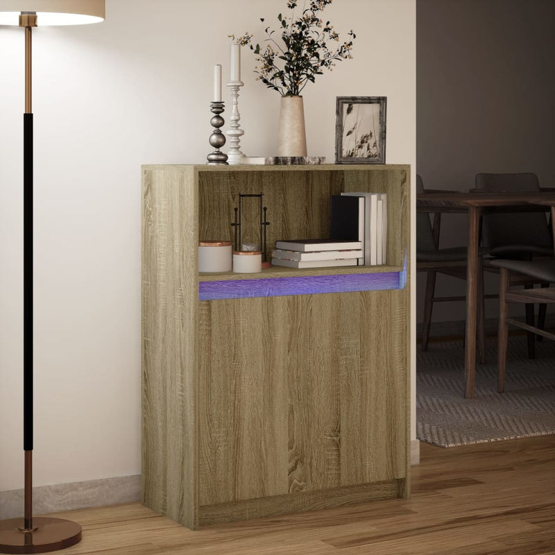 vidaXL sonoma tölgy szerelt fa tálalószekrény LED-del 72 x 34 x 100 cm