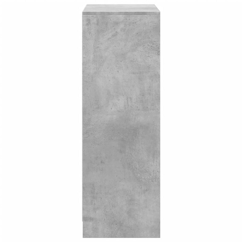 vidaXL betonszürke szerelt fa tálalószekrény LED-del 72x34x100 cm