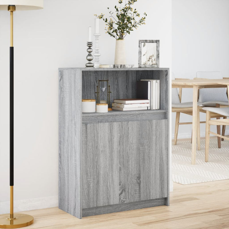 vidaXL szürke sonoma szerelt fa tálalószekrény LED-del 72x34x100 cm