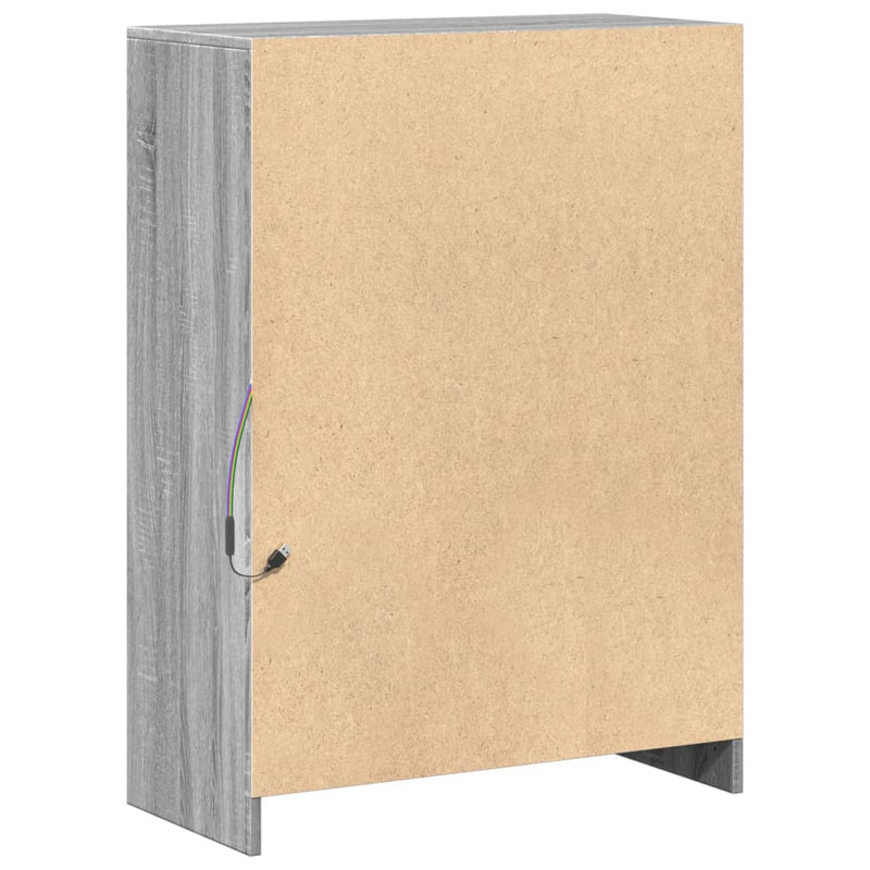 vidaXL szürke sonoma szerelt fa tálalószekrény LED-del 72x34x100 cm