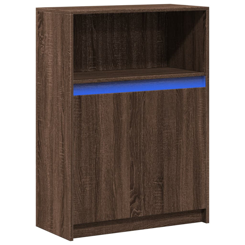 vidaXL barna tölgy színű szerelt fa tálalószekrény LED-del 72x34x100cm