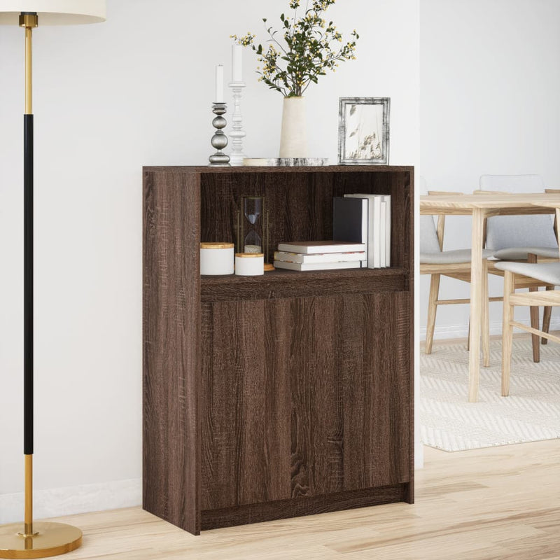 vidaXL barna tölgy színű szerelt fa tálalószekrény LED-del 72x34x100cm