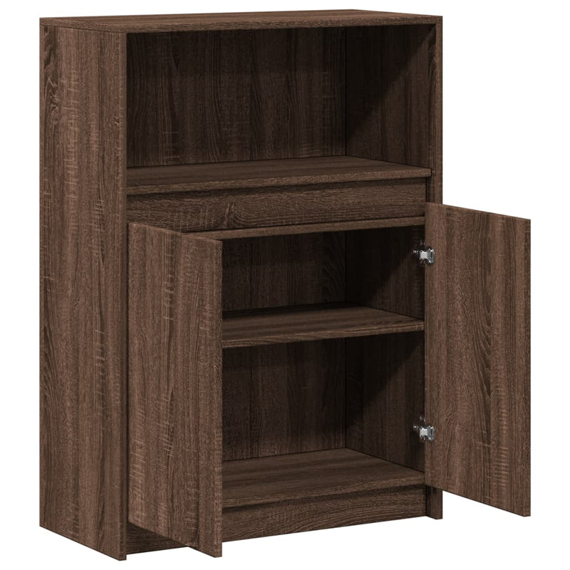 vidaXL barna tölgy színű szerelt fa tálalószekrény LED-del 72x34x100cm