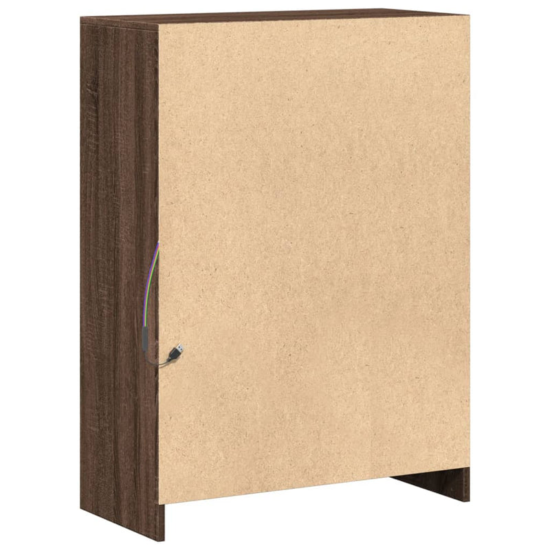 vidaXL barna tölgy színű szerelt fa tálalószekrény LED-del 72x34x100cm