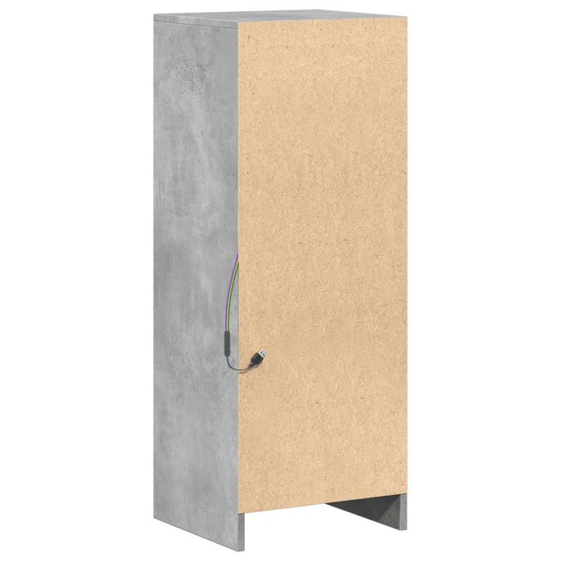 vidaXL betonszürke szerelt fa tálalószekrény LED-del 38 x 34 x 100 cm