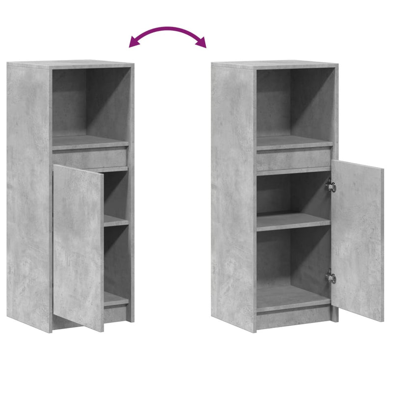 vidaXL betonszürke szerelt fa tálalószekrény LED-del 38 x 34 x 100 cm